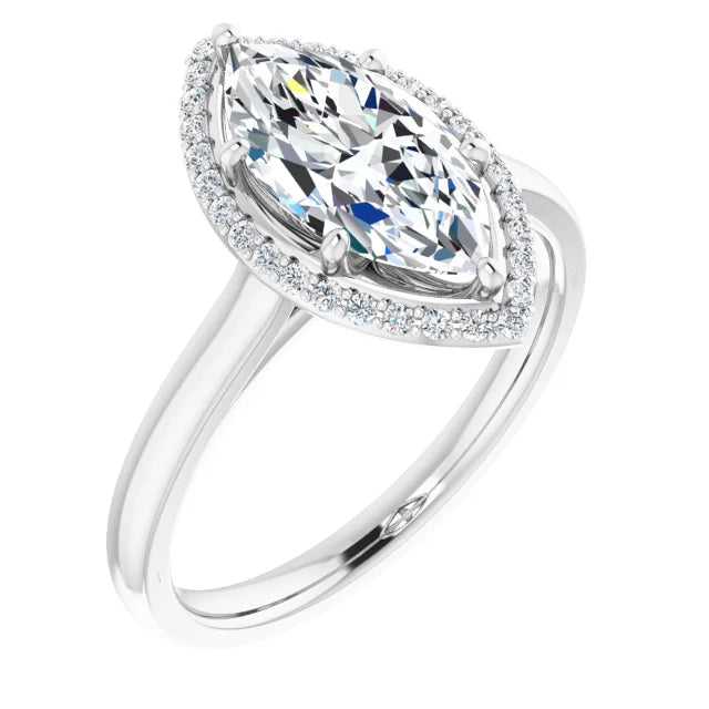 2 CT halo style pear shaped solitaire engagement ring for women white gold side way picture