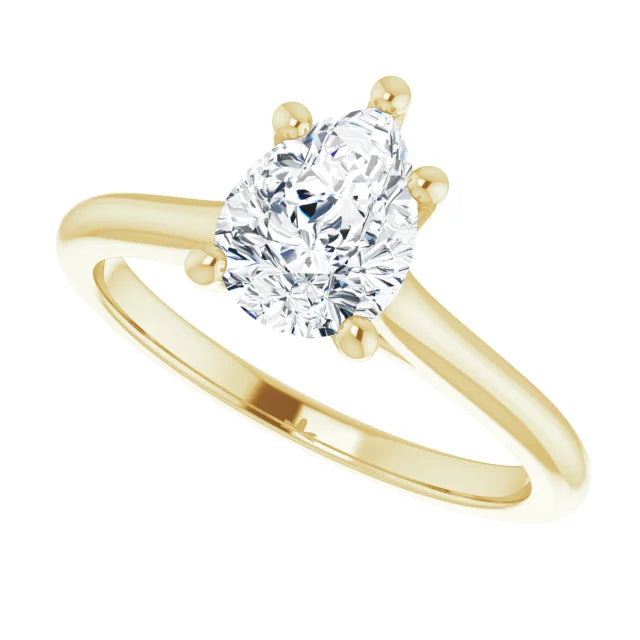 1 CT Pear Diamond Solitaire engagement Ring for women sideway picture showing center stone