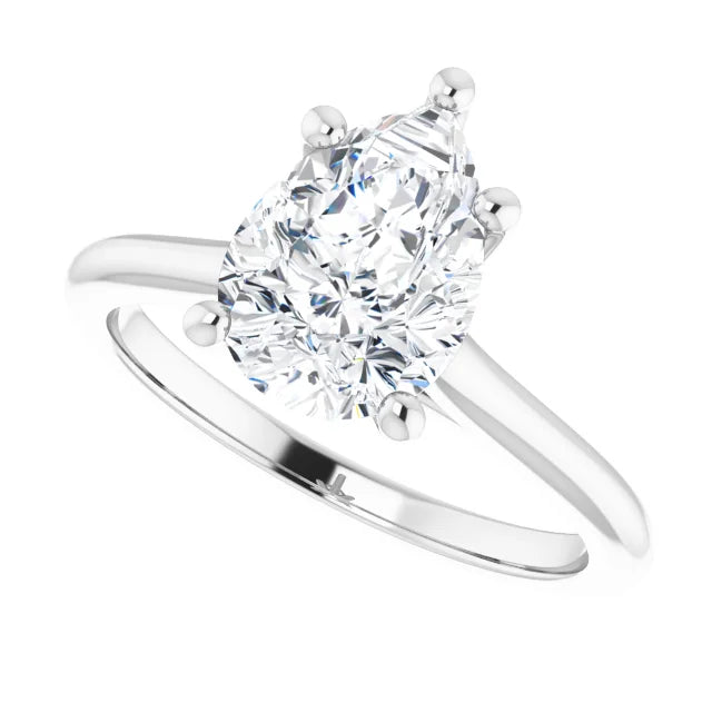 2 CT Pear Diamond Solitaire engagement Ring for women sideway picture showing center stone
