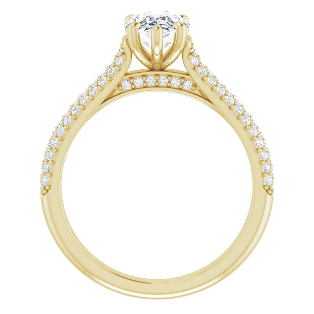 1 CT Pear Shape Diamond engagement Ring for women yellow gold showing diamond under gallery