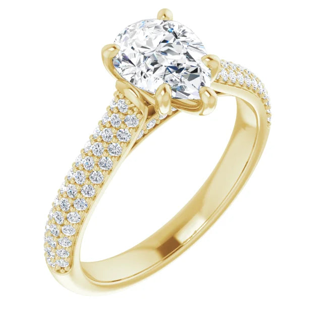 1 CT Pear Shape Diamond engagement Ring for women Sideway picture