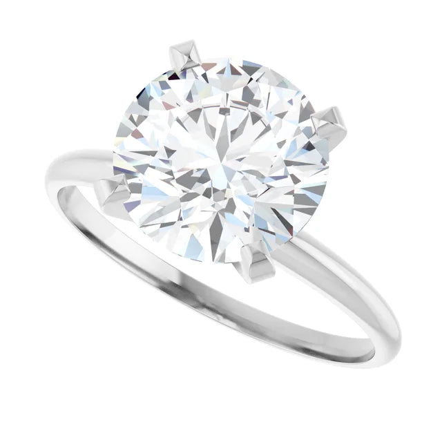 3 CT Light weight Solitaire round Diamond Engagement Ring 14K White Gold