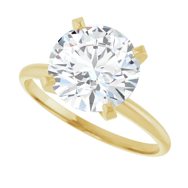 3 CT Light weight Solitaire round Diamond Engagement Ring on Yellow