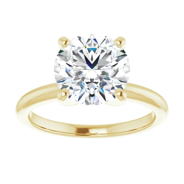 3 CT round solitaire Diamond engagement Ring on yellow gold