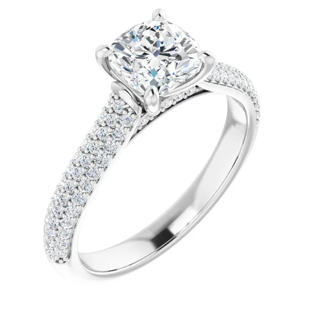 1 CT Cushion Cut Diamond Engagement Ring for Women side picture