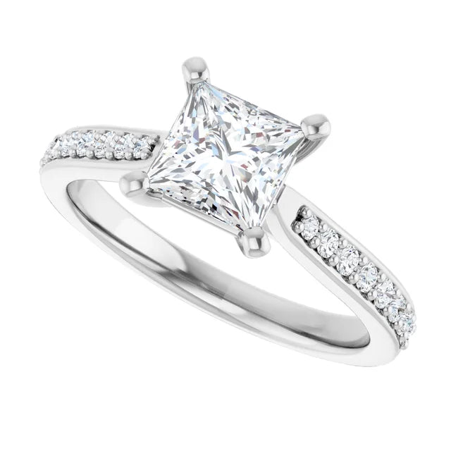 Princess Cut Assented lab Grown Diamond Engagement Ring Sideway picture