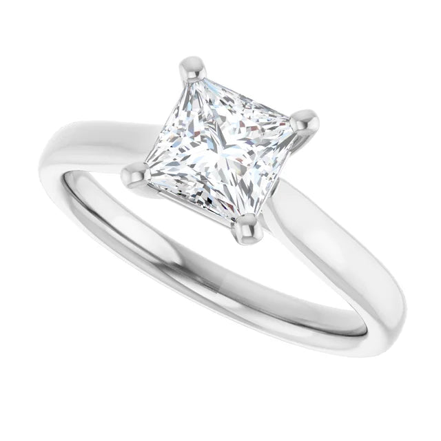 1 CT Princess Cut lab Grown Diamond Engagement Ring white gold Side way picture
