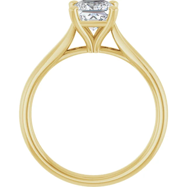 1 CT Princess Cut lab Grown Diamond Engagement Ring on Yellow gold showing under gallery