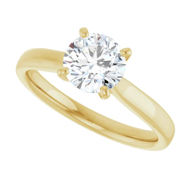 1 CTW lab grown round diamond engagement ring Yellow Gold Side Picture