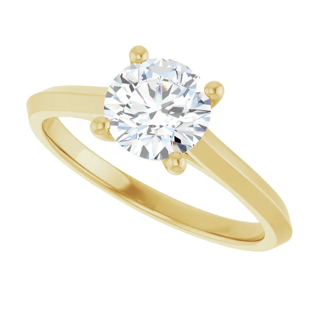 1 CT Round Solitaire Diamond Engagement Ring on Yellow Gold
