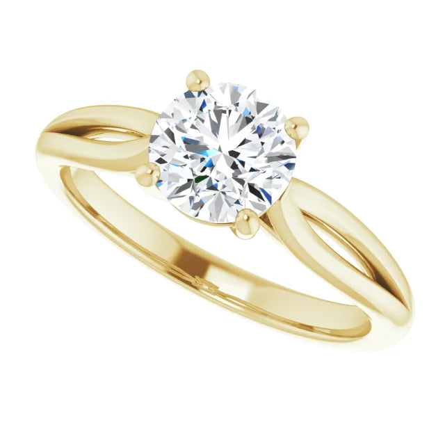 1 CT Round solitaire Diamond engagement Ring sideway picture showing center stone