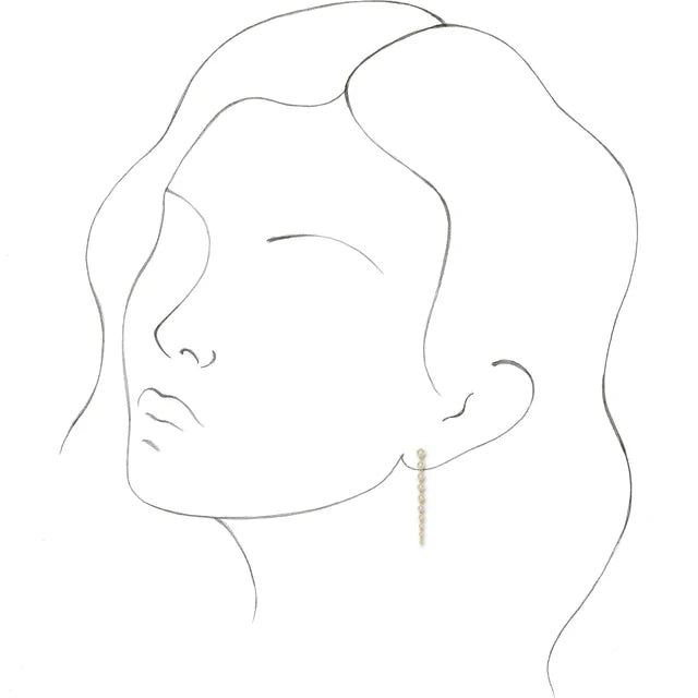 a model wearing 2 CTW round lab grown Diamond Dangle Earrings on yellow gold