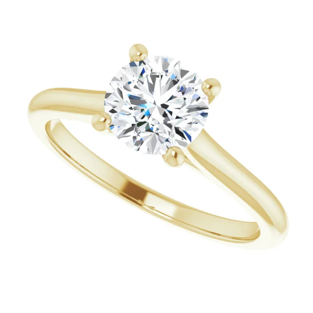 1 CT Round solitaire Diamond engagement Ring on Yellow Gold