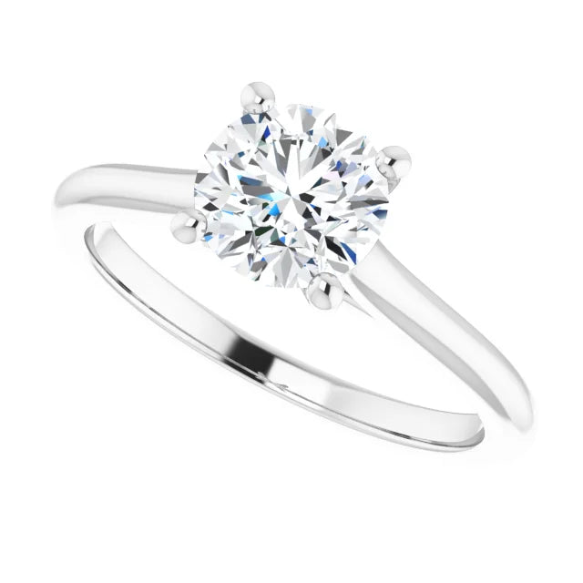 1 CT Round solitaire Diamond engagement Ring on Platinum