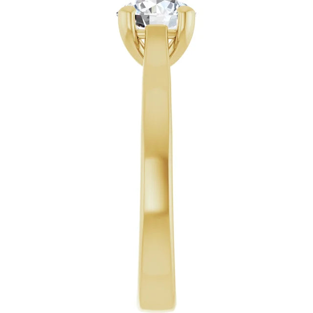 1 CT Round Solitaire Diamond Engagement Ring on Yellow Gold showing shank