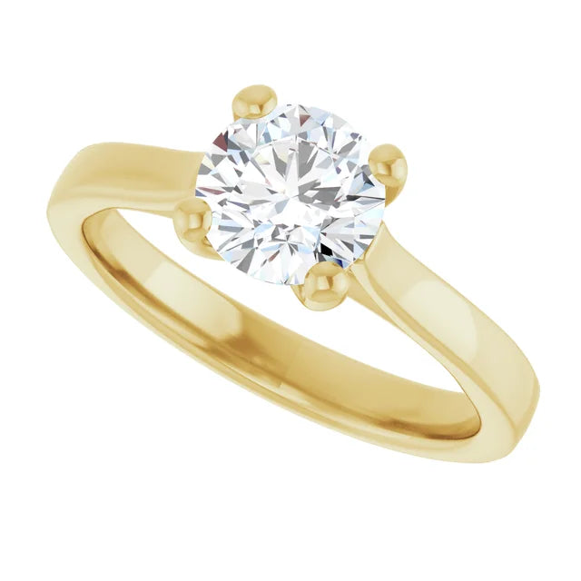 Sideway Picture for 1 CT Round Solitaire Diamond Engagement Ring in Yellow Gold