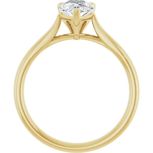 1 CT Pear Diamond Solitaire Engagement Ring for Women yellow gold showing under gallery