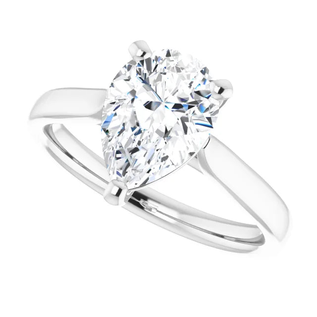 2 CT Pear Diamond Solitaire Engagement Ring for Women white gold sideway picture showing center stone