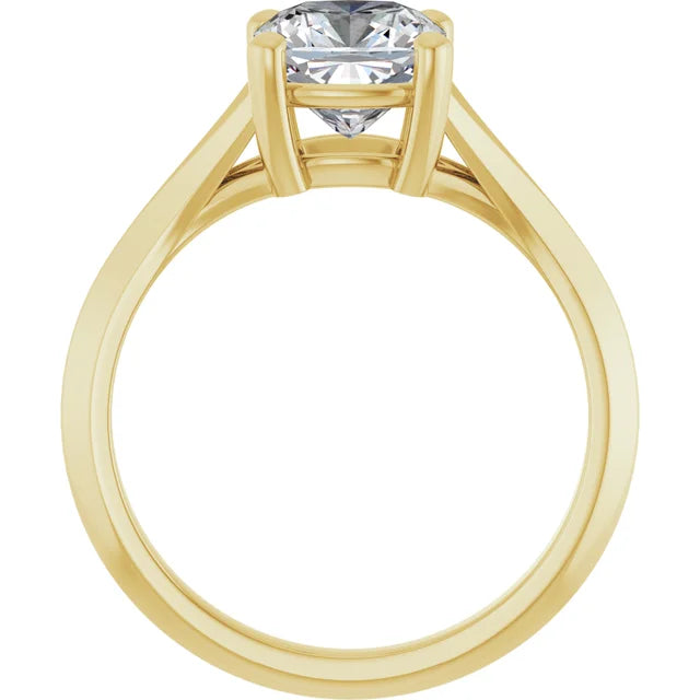 2 CT cushion cut solitaire diamond engagement ring for women on yellow gold showing under gallery