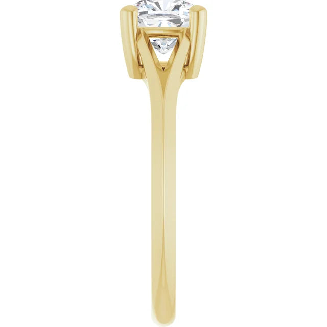1 CT cushion cut solitaire diamond engagement ring for women showing shank and under gallery from the side