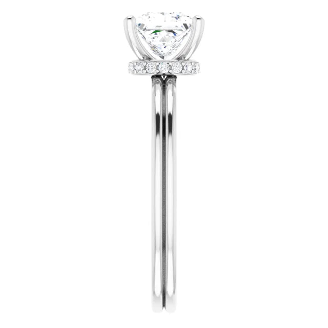 lab created princess cut Diamond Engagement Ring on white gold showing shank