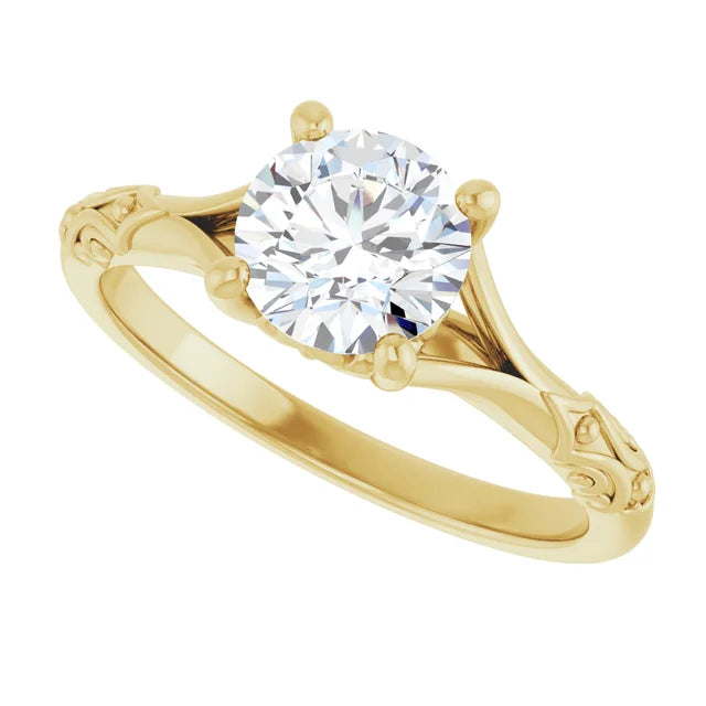 Vintage Split Shank Solitaire Diamond engagement Ring