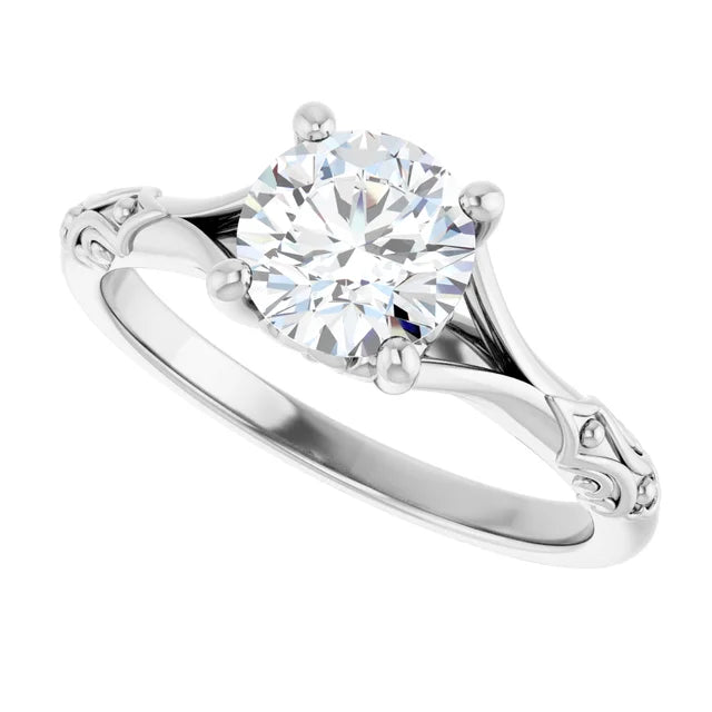 sideway picture for Vintage Split Shank Solitaire Diamond engagement Ring