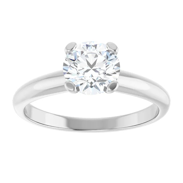 Solitaire Lab Grown Round Diamond engagement Ring white gold showing center stone