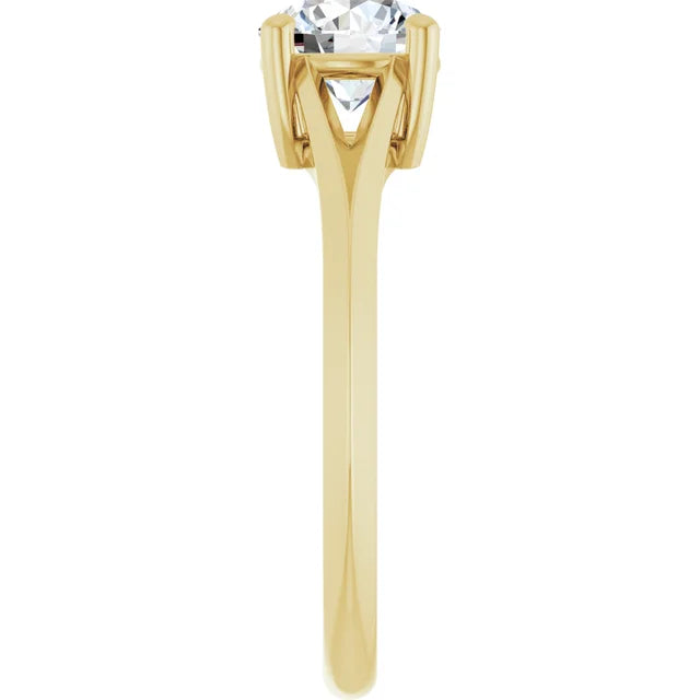 1 CT Round lab Created Diamond engagement ring on Yellow gold showing shank