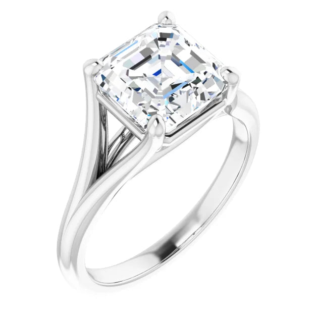 3 CT Split Shank Asscher Cut Diamond Engagement Ring for Women in platinum