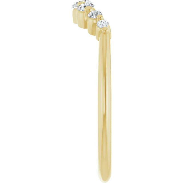 7 Stone Diamond wedding band for women yellow gold picture from the side