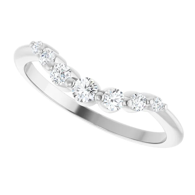 7 Stone Diamond wedding band for women white gold sideway picture