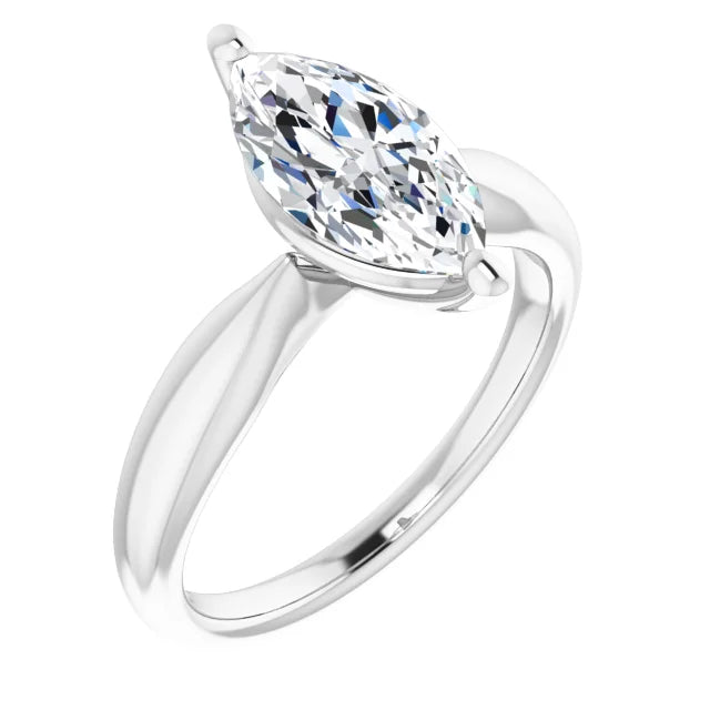 2 CT Marquise Diamond Solitaire Engagement Ring for women on white gold sideway picture showing center stone