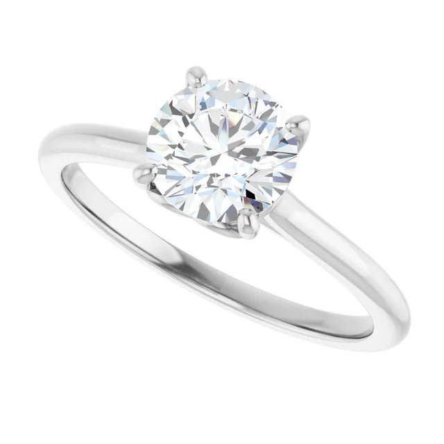 1 CTW Lab Grown Round Heart Diamond Engagement Ring on 14K White Gold Side Picture