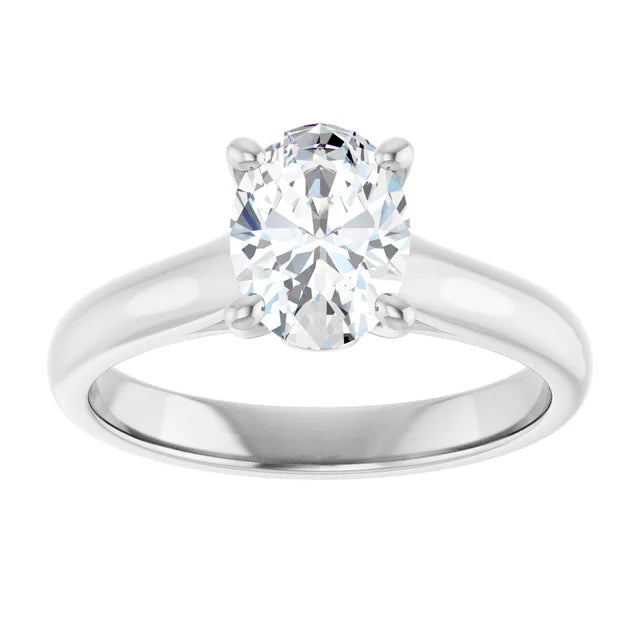 Oval Diamond Engagement Ring on White Gold showing center stone
