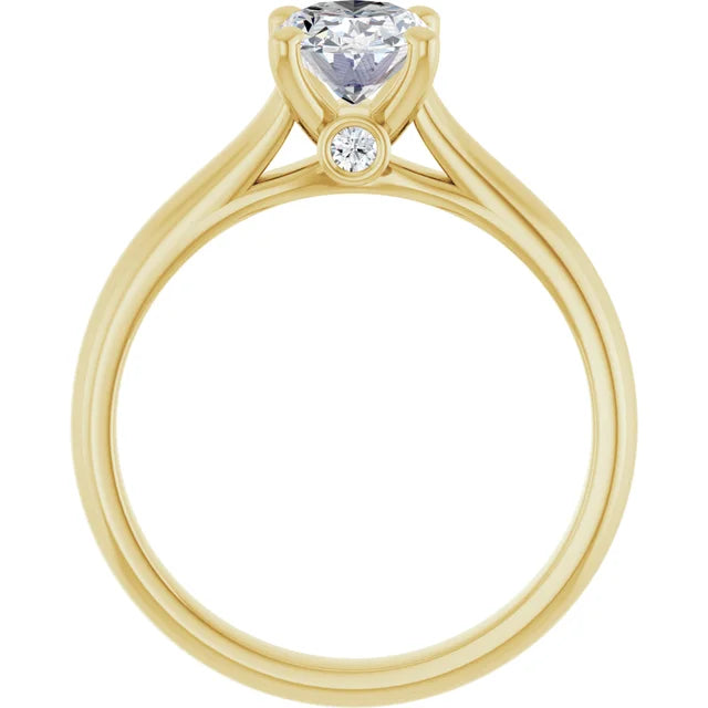 Oval Diamond Engagement Ring on Yellow Gold showing under gallery