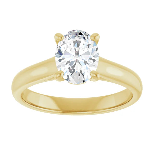 Oval Diamond Engagement Ring on Yellow gold showing center stone