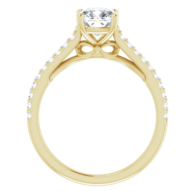 accented shank cushion diamond engagement Ring for women showing under gallery
