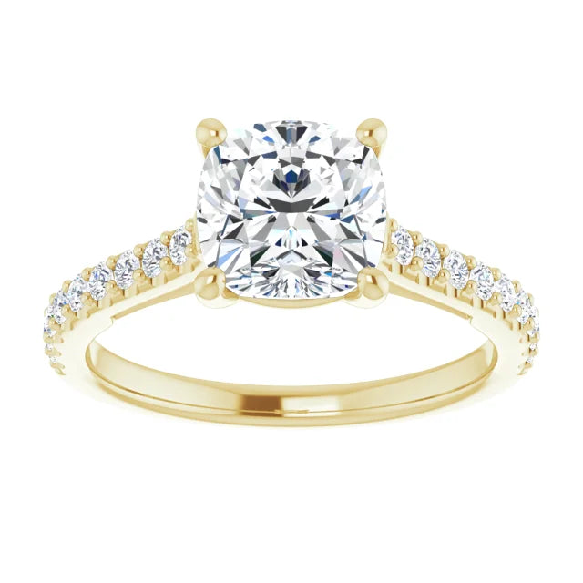 accented shank cushion diamond engagement Ring for women