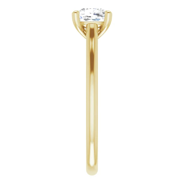 1 CT infinity cushion cut solitaire diamond engagement ring for women on Yellow gold showing shank