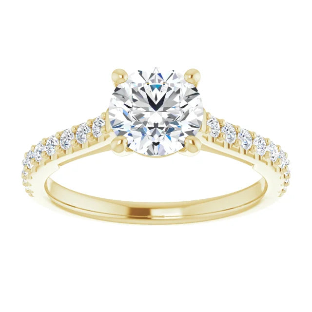 Infinity inspired Solitaire Lab Grown Diamond Engagement Ring 14K Yellow Gold