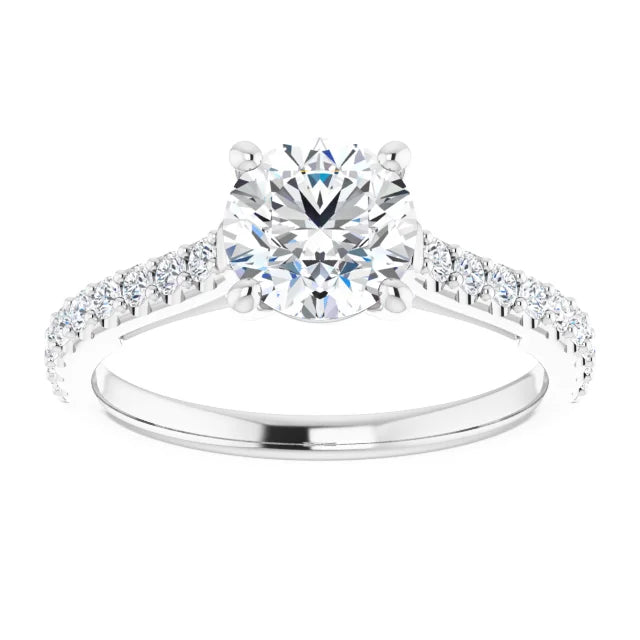 Infinity inspired Solitaire Lab Grown Diamond Engagement Ring 14K White Gold showing Diamond