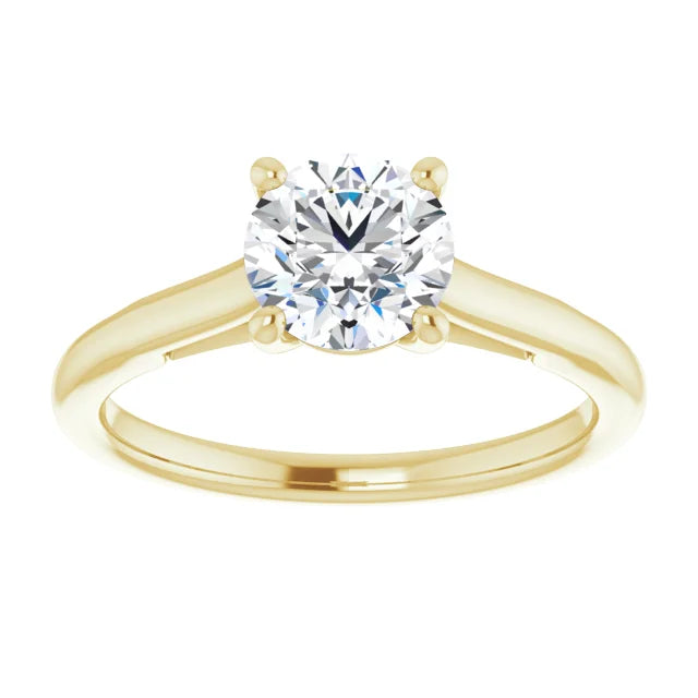 infinity Diamond engagement Ring 14K Yellow Gold Showing center stone
