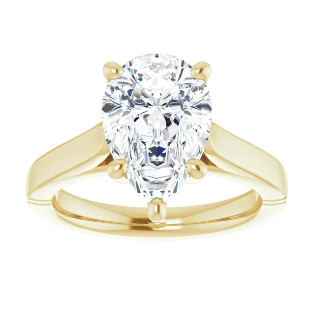 5 prong vintage Pear Shape Diamond Engagement Ring for Women in Yellow Gold