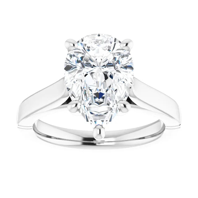 5 prong vintage Pear Shape Diamond Engagement Ring for Women in plainum