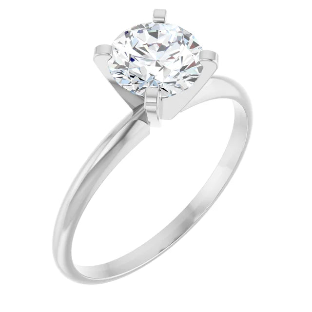 1 CT Light weight Solitaire round Diamond Engagement Ring showing center stone