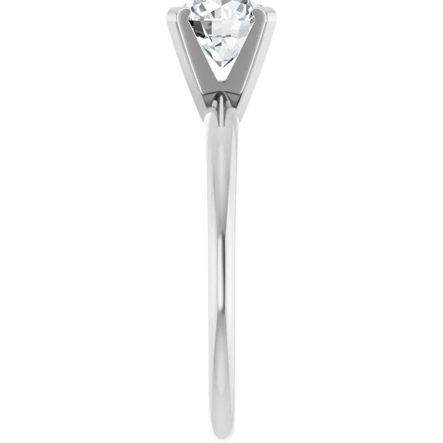 1 CT Light weight Solitaire round Diamond Engagement Ring sideway picture showing under gallery From the side