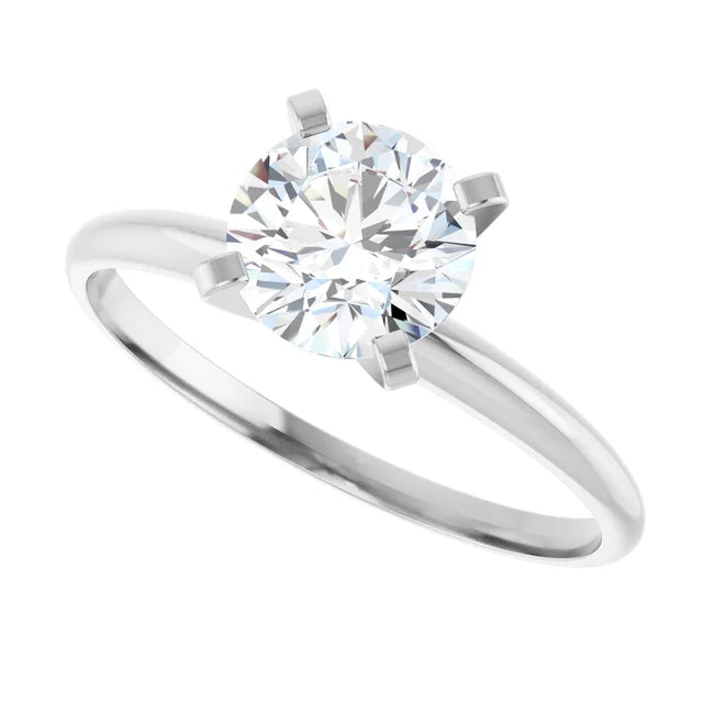 1 CT Light weight Solitaire round Diamond Engagement Ring in white gold sideway Picture