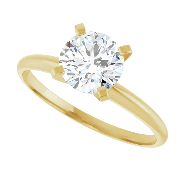 1 CT Light weight Solitaire round Diamond Engagement Ring in yellow gold sideway picture