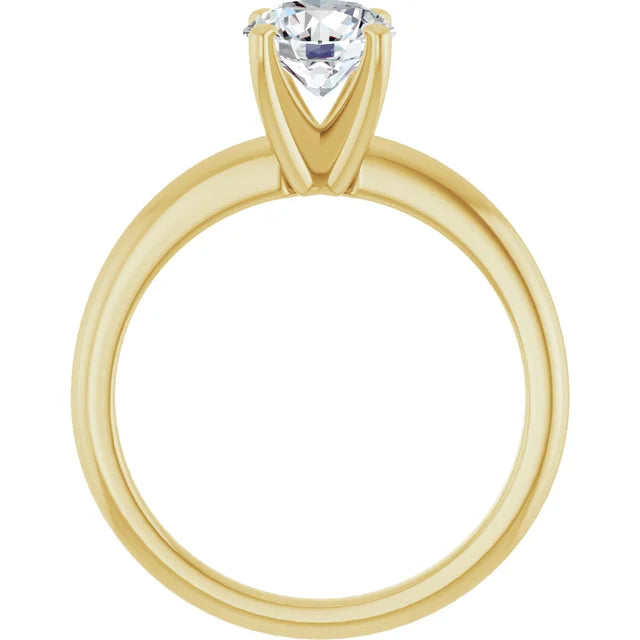 1 CT round solitaire diamond engagement ring yellow gold showing under gallery